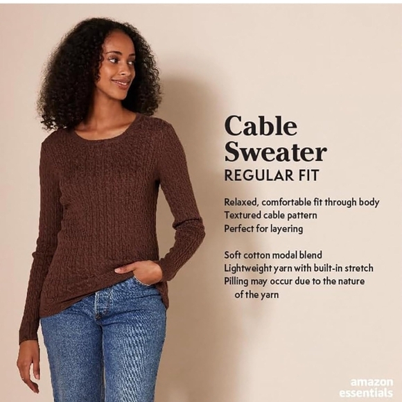 Amazon Essentials Women's Standard Lightweight Cable Crewneck Sweater - Picture 5 of 6